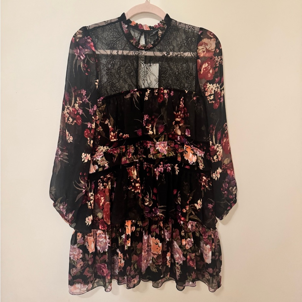 Zara Black Floral Lace Dress